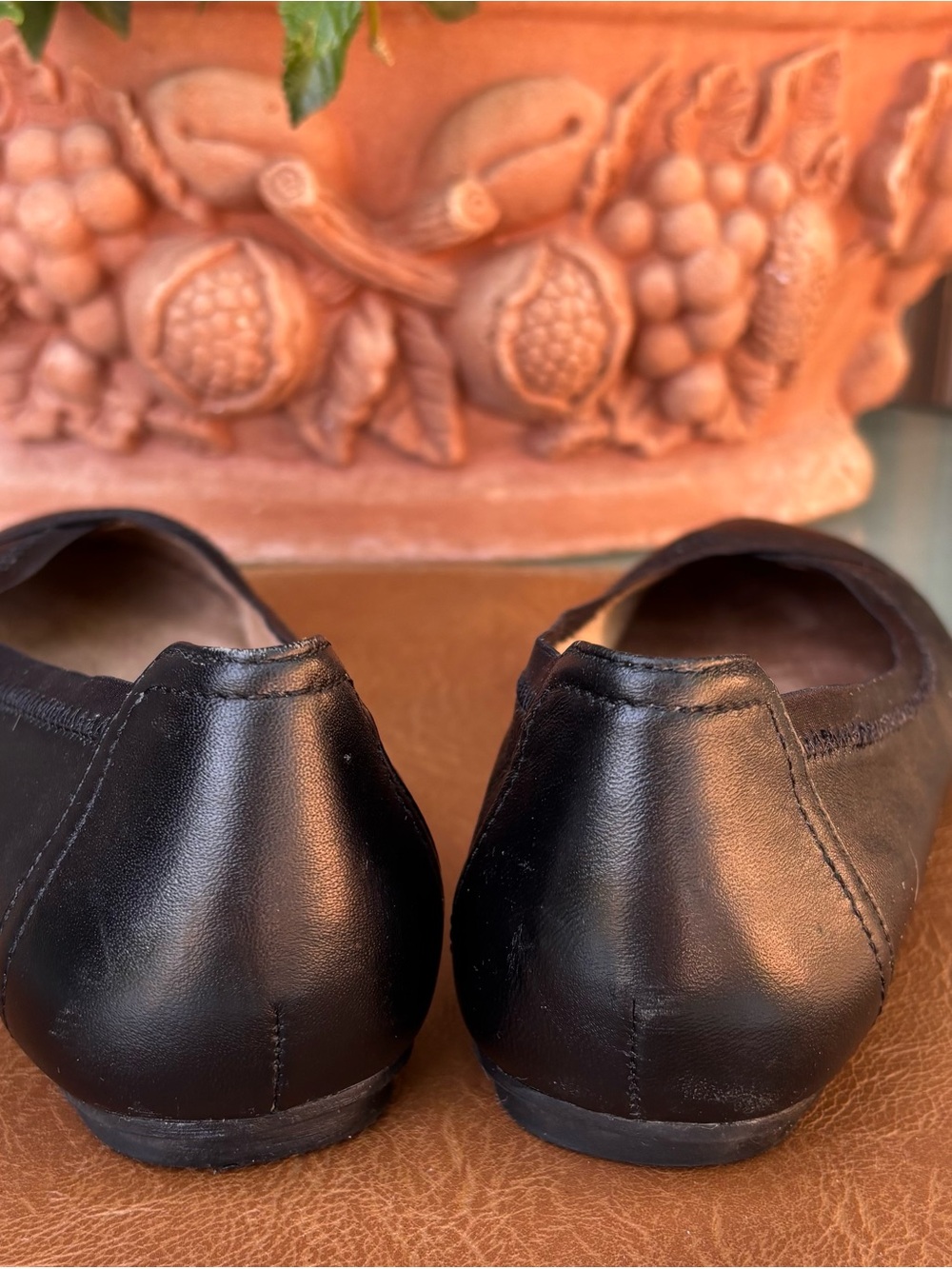 Vionic Black Leather Rounded-Toe Ballet Flats - Picture 2 of 7